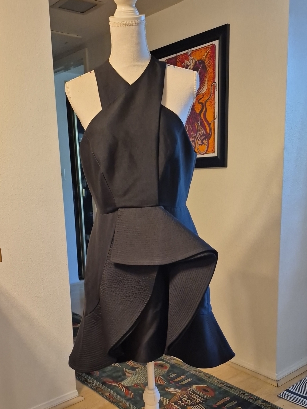 C/Meo Collective Black Asymetrical Front Cross Halter Open Back